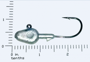 Fish Head Jig, 3/4 oz.,4/0 Mustad Hook, Plain, Bare Lead, Bags of 20