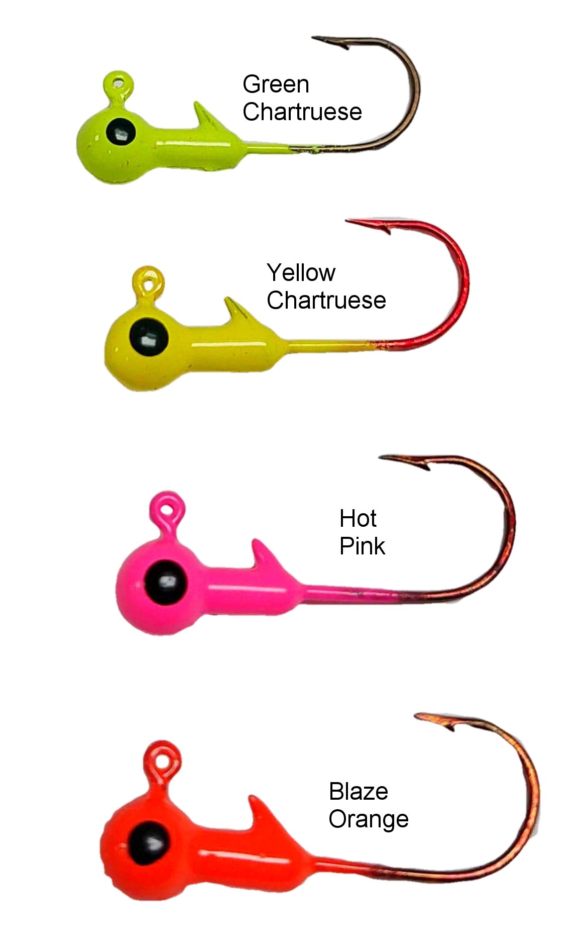 Round Head Spinner Head Jig Head with Eyes 1/16oz Size 4 Bronze Hook - Hot  Pink